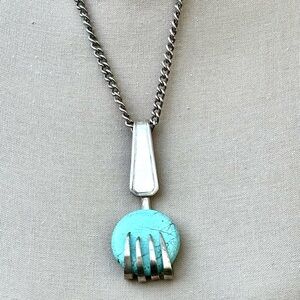 Silver and Turquoise Pendant Necklace